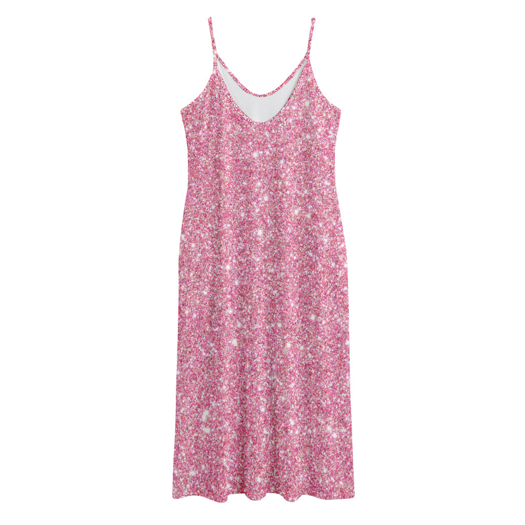 Pink (NOT Real) Glitter Print Jersey Midi Cami Dress