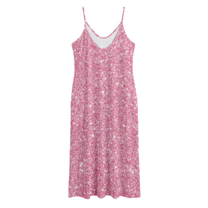 Pink (NOT Real) Glitter Print Jersey Midi Cami Dress