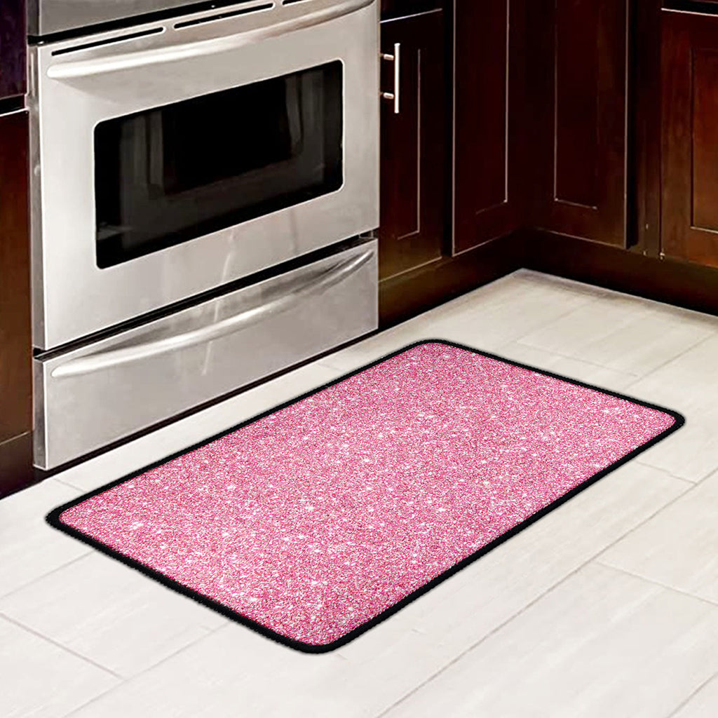 Pink (NOT Real) Glitter Print Kitchen Mat