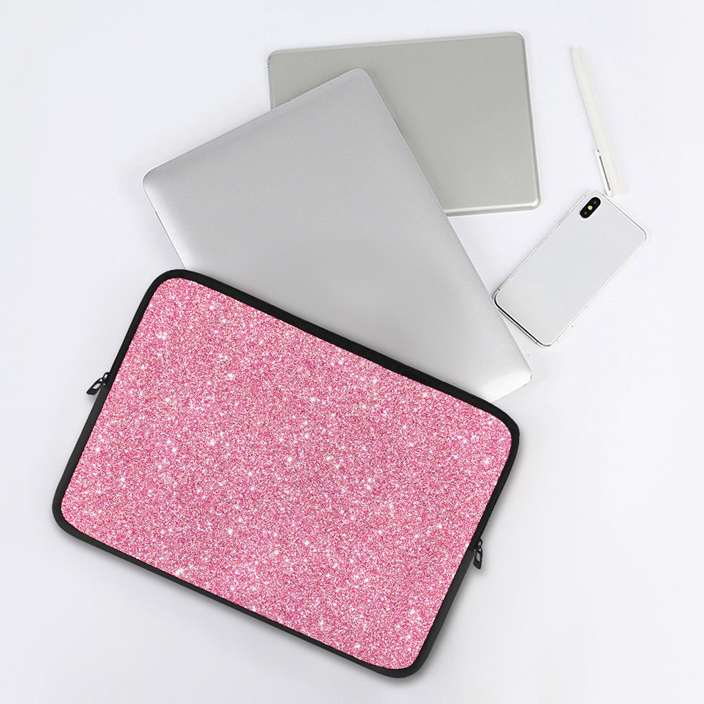 Pink (NOT Real) Glitter Print Laptop Sleeve