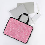 Pink (NOT Real) Glitter Print Laptop Sleeve With Handle