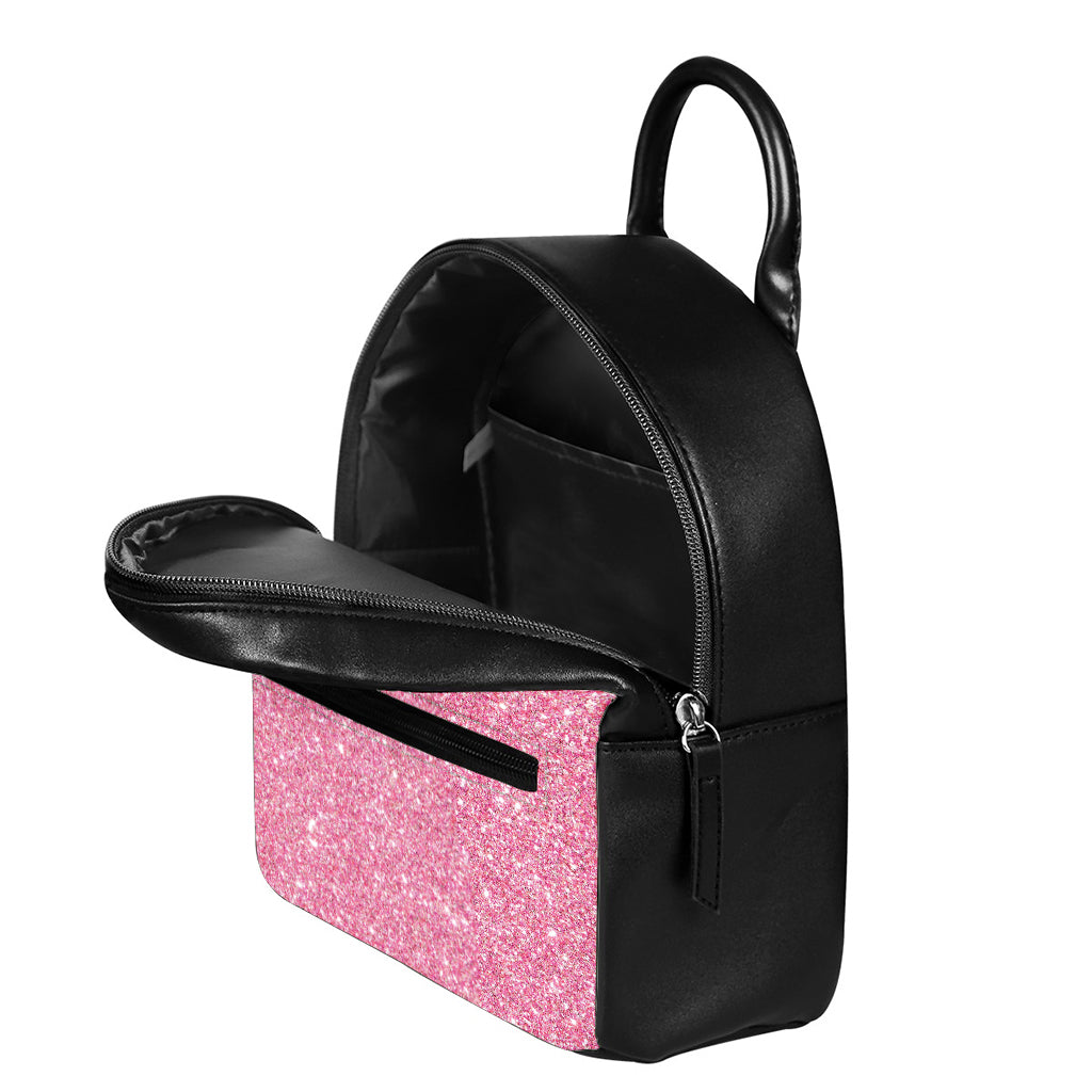 Pink (NOT Real) Glitter Print Leather Backpack