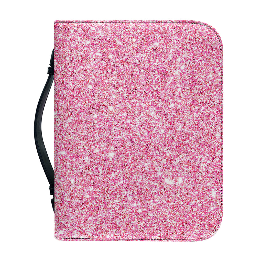 Pink (NOT Real) Glitter Print Leather Bible Cover