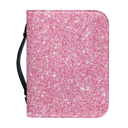 Pink (NOT Real) Glitter Print Leather Bible Cover