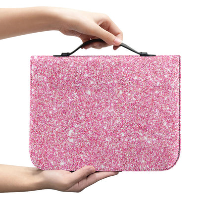 Pink (NOT Real) Glitter Print Leather Bible Cover