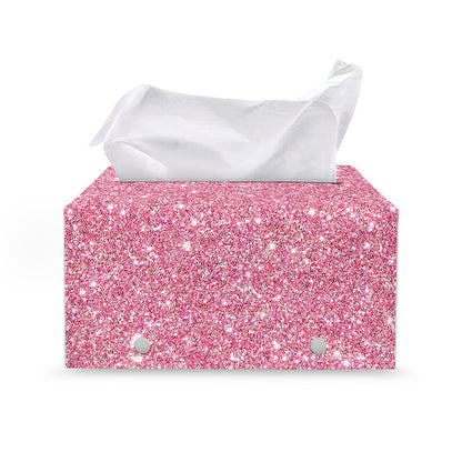 Pink (NOT Real) Glitter Print Leather Tissue Box Cover