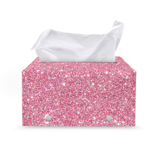 Pink (NOT Real) Glitter Print Leather Tissue Box Cover