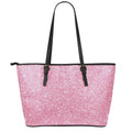 Pink (NOT Real) Glitter Print Leather Tote Bag With Zipper