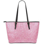 Pink (NOT Real) Glitter Print Leather Tote Bag