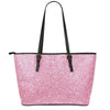 Pink (NOT Real) Glitter Print Leather Tote Bag