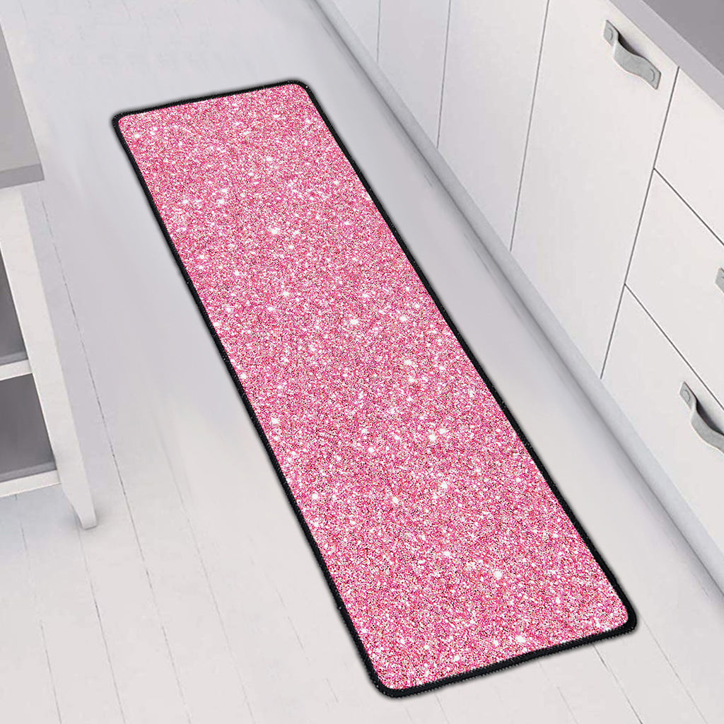 Pink (NOT Real) Glitter Print Long Kitchen Mat