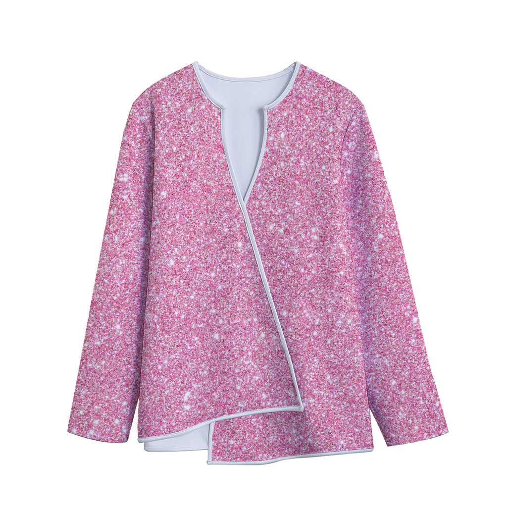 Pink (NOT Real) Glitter Print Long Sleeve Short Coat