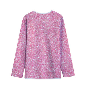 Pink (NOT Real) Glitter Print Long Sleeve Short Coat