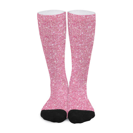 Pink (NOT Real) Glitter Print Long Socks