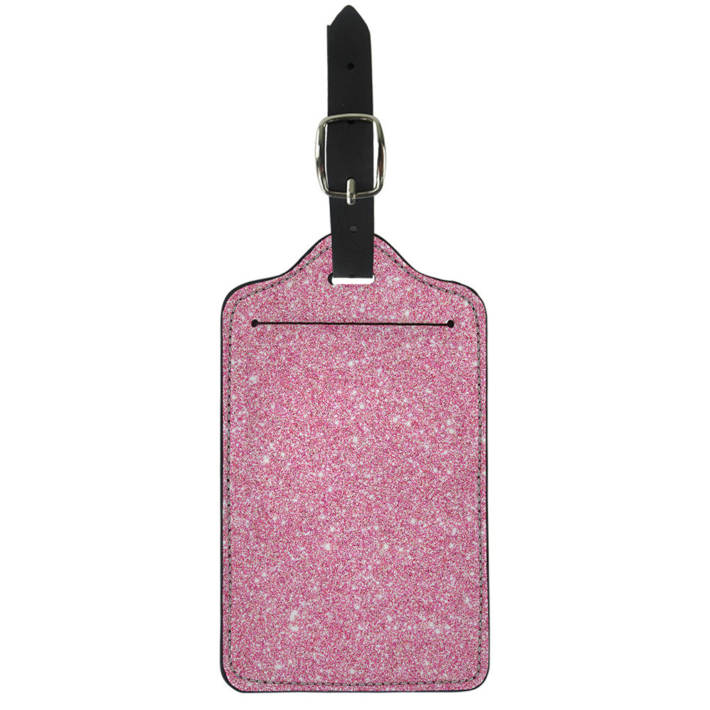 Pink (NOT Real) Glitter Print Luggage Tag