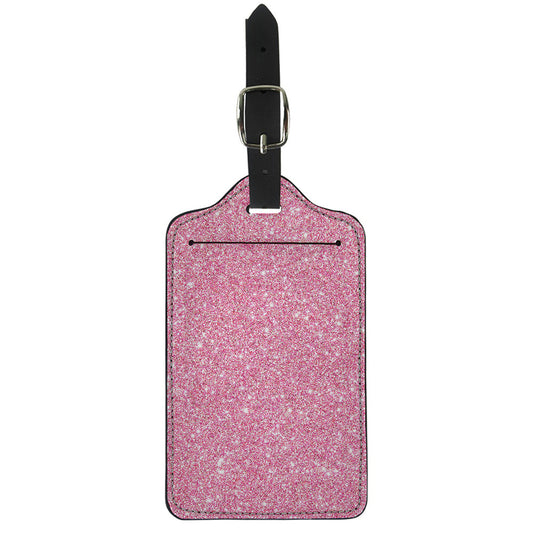 Pink (NOT Real) Glitter Print Luggage Tag