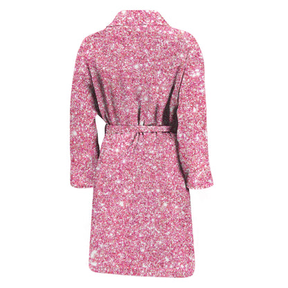 Pink (NOT Real) Glitter Print Men's Bathrobe