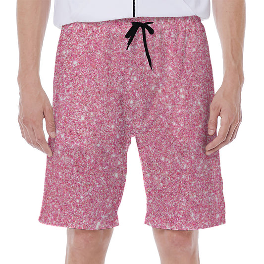Pink (NOT Real) Glitter Print Men's Beach Shorts