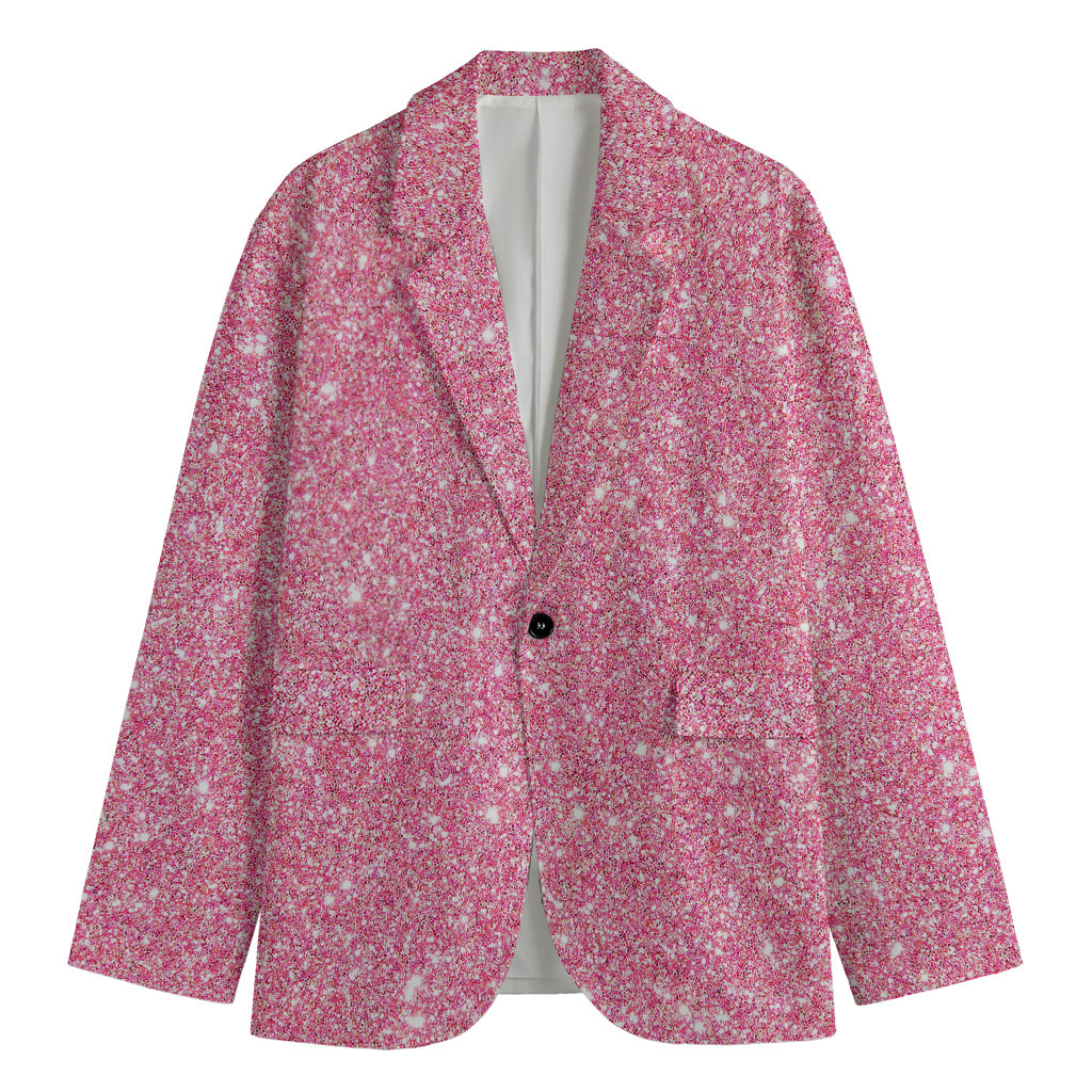 Pink (NOT Real) Glitter Print Men's Blazer