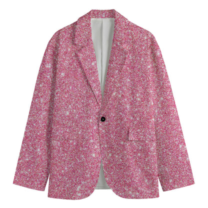 Pink (NOT Real) Glitter Print Men's Blazer