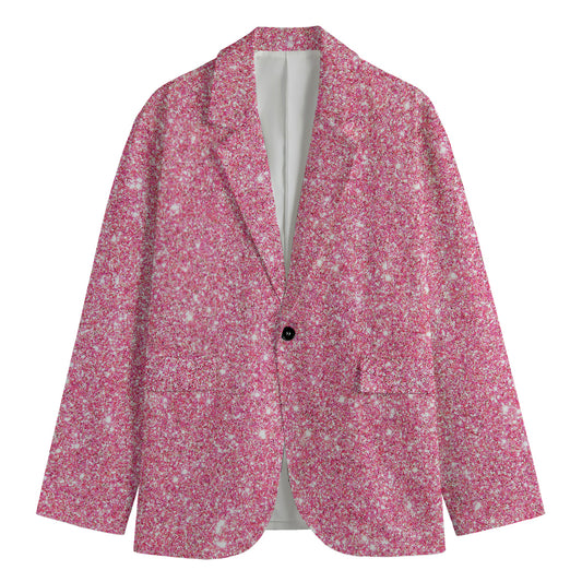Pink (NOT Real) Glitter Print Men's Blazer