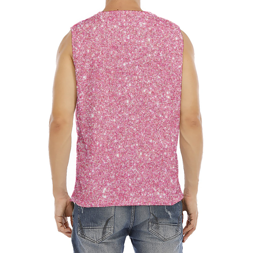 Pink (NOT Real) Glitter Print Men's Fitness Tank Top