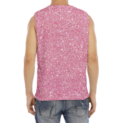 Pink (NOT Real) Glitter Print Men's Fitness Tank Top