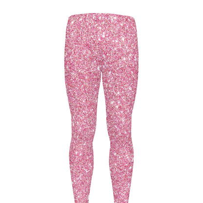 Pink (NOT Real) Glitter Print Men's leggings