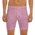 Pink (NOT Real) Glitter Print Men's Long Boxer Briefs