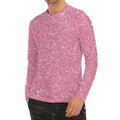 Pink (NOT Real) Glitter Print Men's Long Sleeve Rash Guard