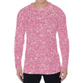 Pink (NOT Real) Glitter Print Men's Long Sleeve T-Shirt