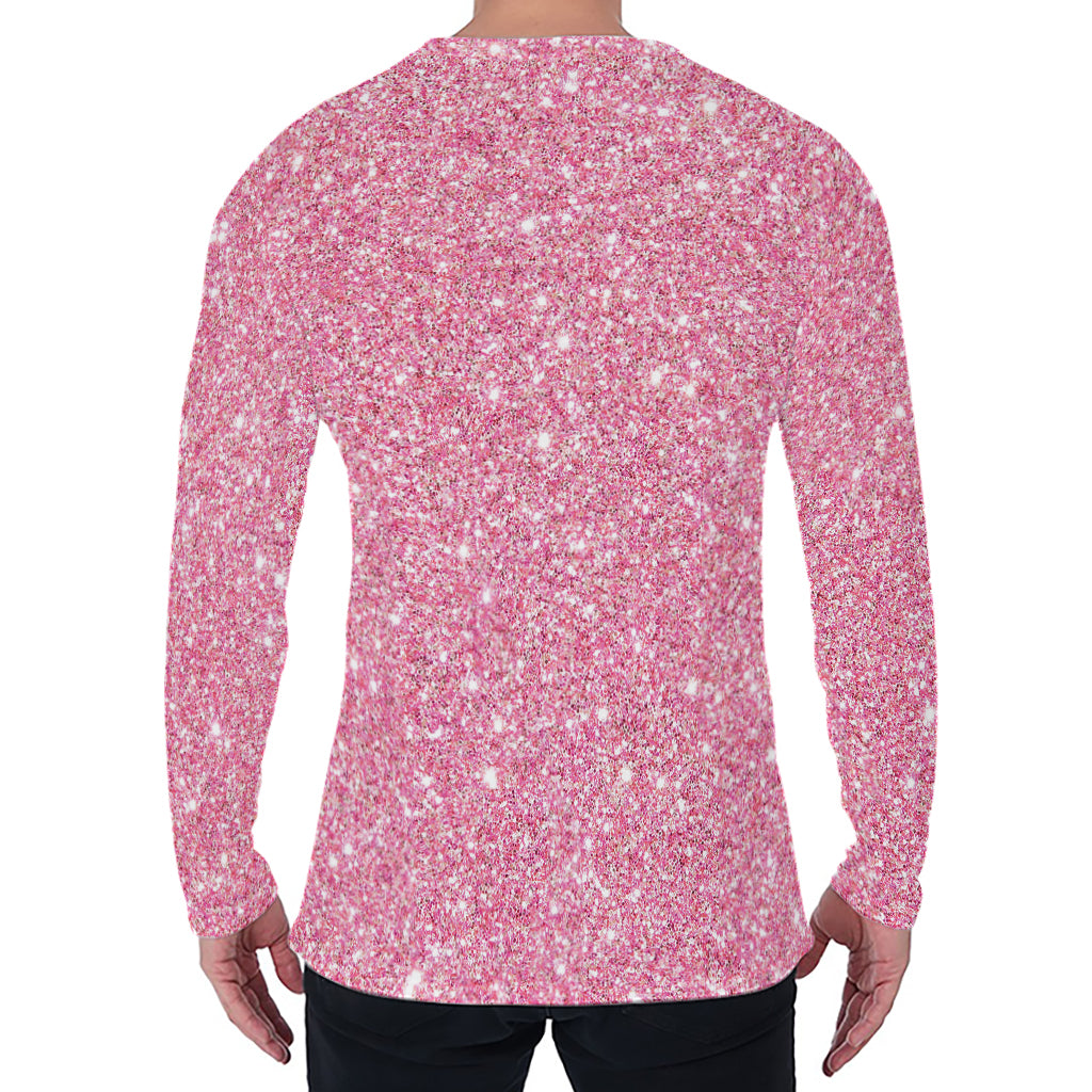 Pink (NOT Real) Glitter Print Men's Long Sleeve T-Shirt