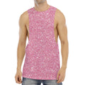 Pink (NOT Real) Glitter Print Men's Muscle Tank Top