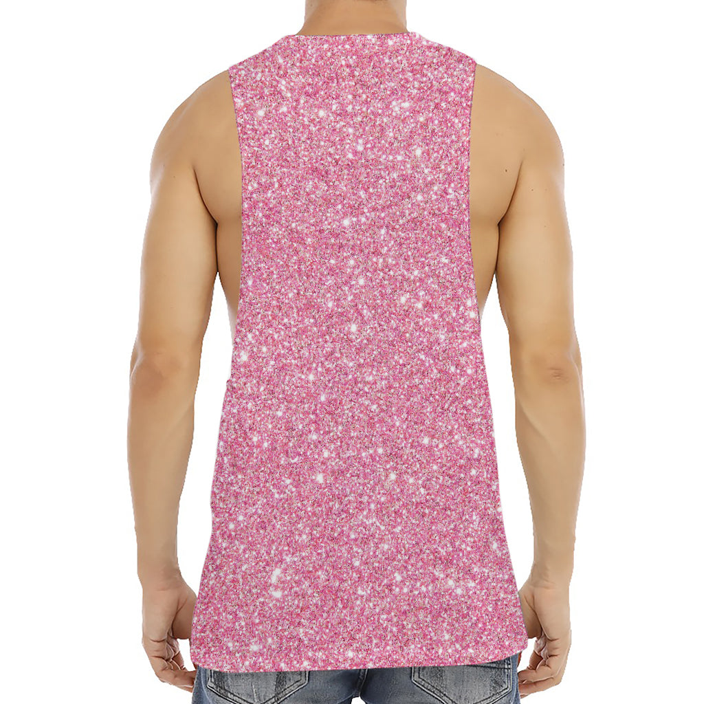 Pink (NOT Real) Glitter Print Men's Muscle Tank Top