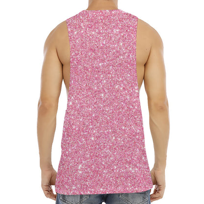 Pink (NOT Real) Glitter Print Men's Muscle Tank Top