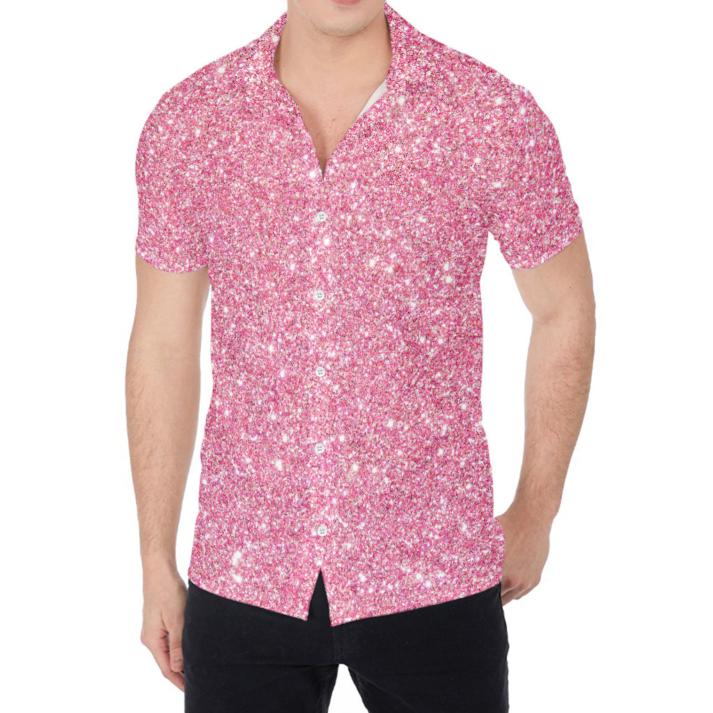 Pink (NOT Real) Glitter Print Men's Shirt