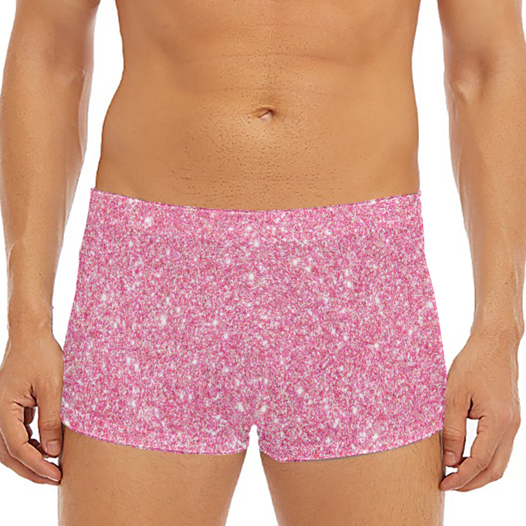 Pink (NOT Real) Glitter Print Men's Short Boxer Briefs