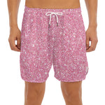 Pink (NOT Real) Glitter Print Men's Split Running Shorts