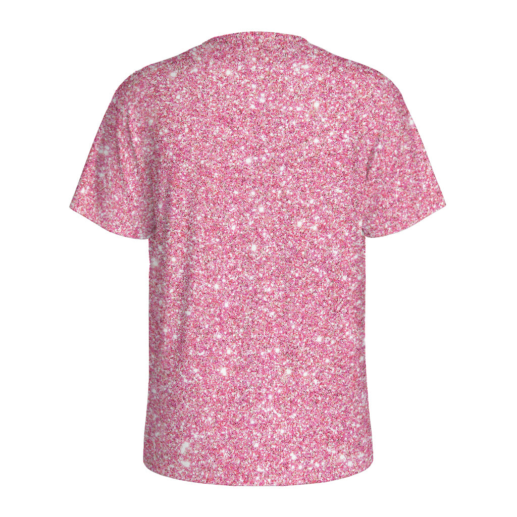 Pink (NOT Real) Glitter Print Men's Sports T-Shirt
