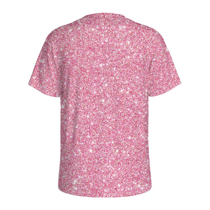 Pink (NOT Real) Glitter Print Men's Sports T-Shirt
