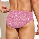 Pink (NOT Real) Glitter Print Men's Swim Briefs