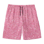 Pink (NOT Real) Glitter Print Men's Swim Trunks