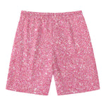 Pink (NOT Real) Glitter Print Men's Swim Trunks