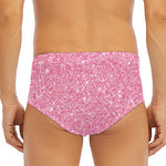 Pink (NOT Real) Glitter Print Men's Triangle Swim Briefs