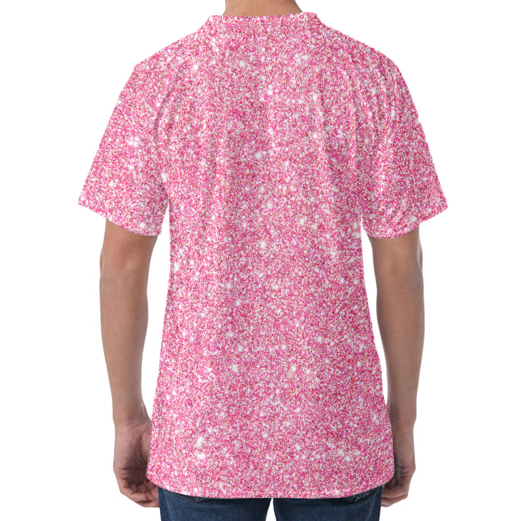 Pink (NOT Real) Glitter Print Men's Velvet T-Shirt