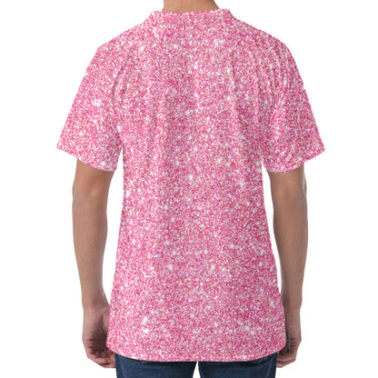 Pink (NOT Real) Glitter Print Men's Velvet T-Shirt