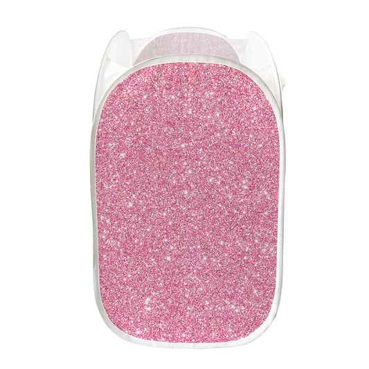 Pink (NOT Real) Glitter Print Mesh Laundry Hamper