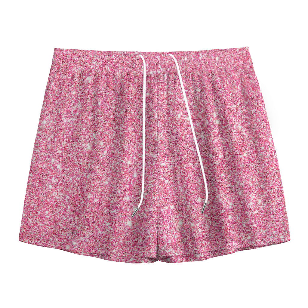 Pink (NOT Real) Glitter Print Mesh Shorts