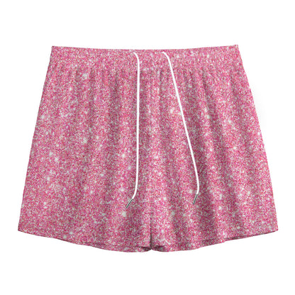 Pink (NOT Real) Glitter Print Mesh Shorts