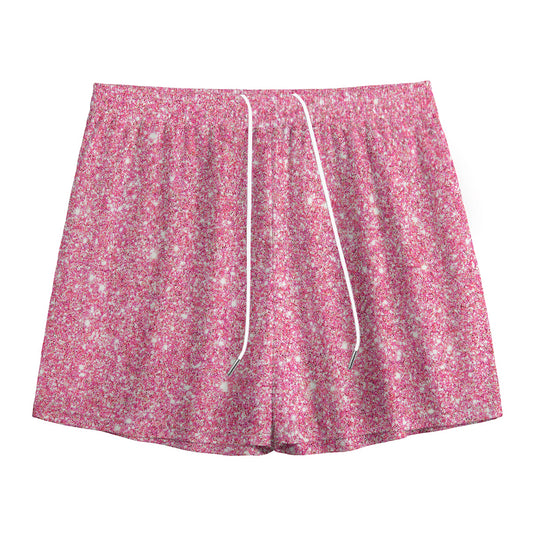 Pink (NOT Real) Glitter Print Mesh Shorts